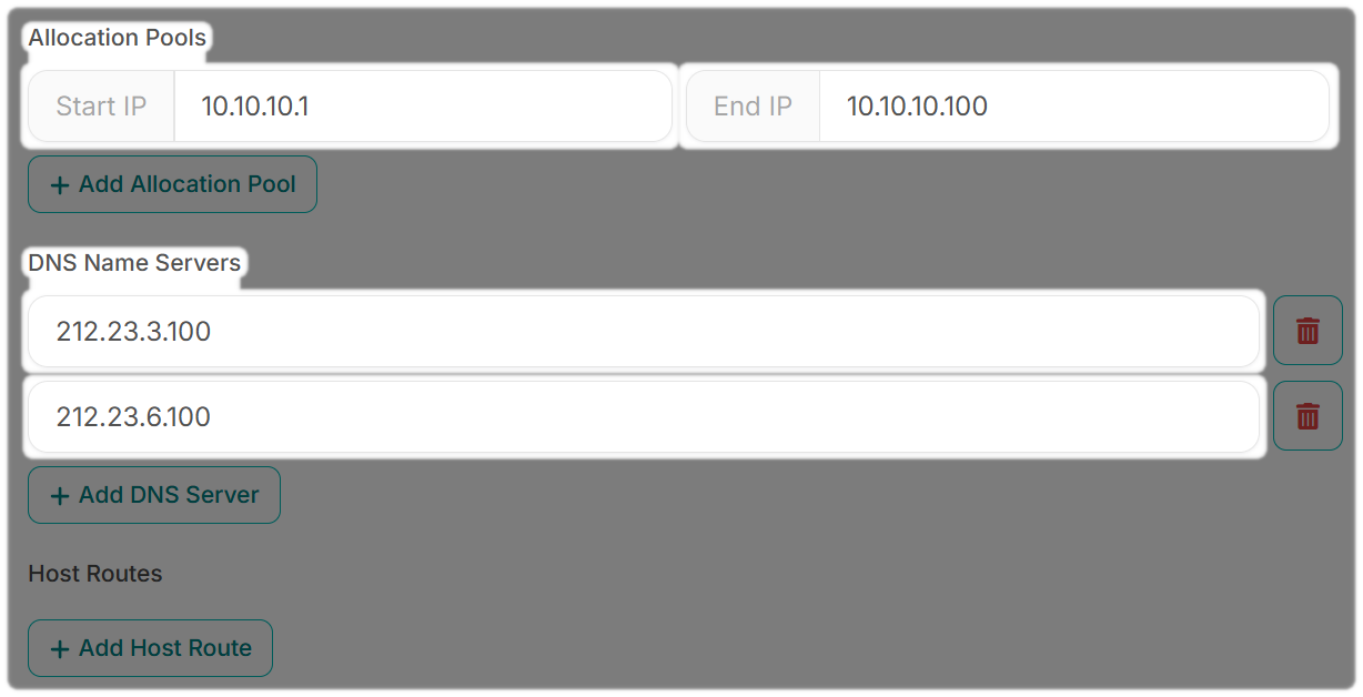 Allocation Pools for your new network