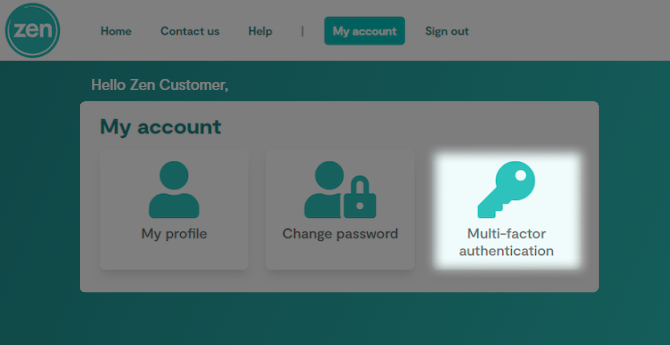 Multi-factor authentication button shown in the new home portal