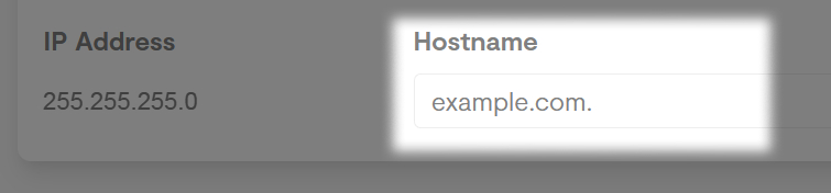 highlighted text to show a domain name in a hostname field