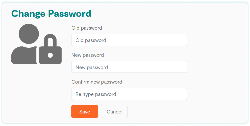 multiple text boxes to confirm current/new password and a box to set a new password