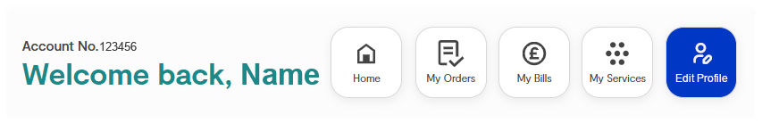menu tabs at the top of a page. The one for My Account highlighted