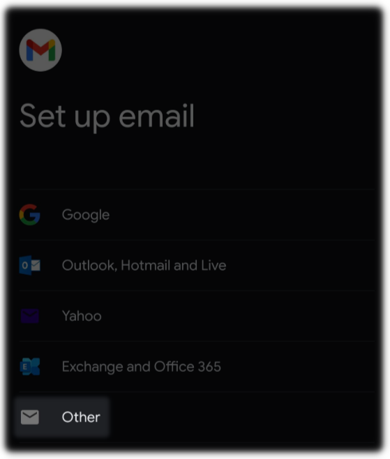 Other account type for Android phone