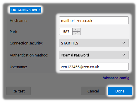 Outgoing Server Settings for your email account using Thunderbird