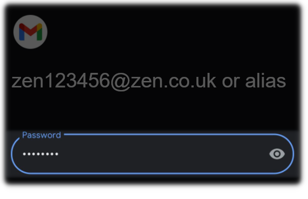 Password for the email account for Android Phone