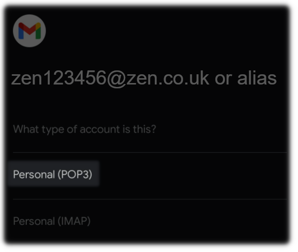 Personal (POP3) email account type 