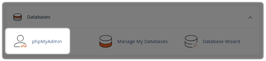 phpMyAdmin option within the database section in cPanel