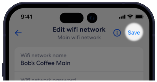 Save option on eero mobile