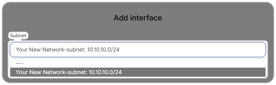 Select the Subnet from the drop down menu