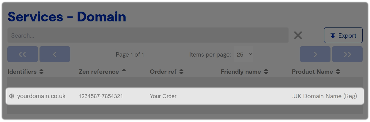 Domain name with your domain highlighted