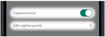 Toggle Captive Portal on/off and edit the settings