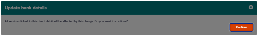 Select Continue to Update your Bank Details 