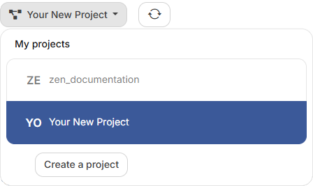 View Projects Via the Drop-Down menu, you can also create anew project from here.