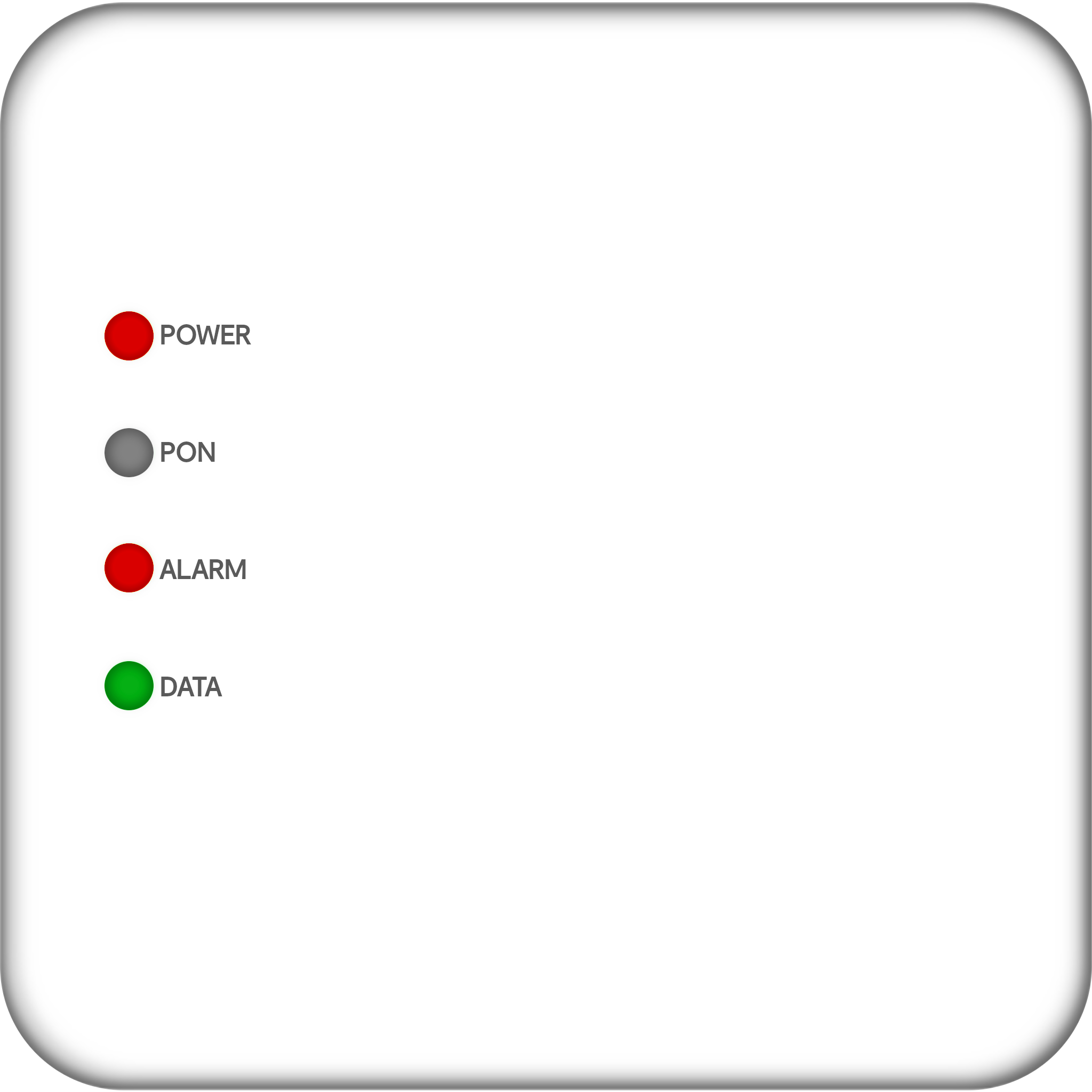 A White Nokia 2.5G ONT with a Red Power and Alarm light