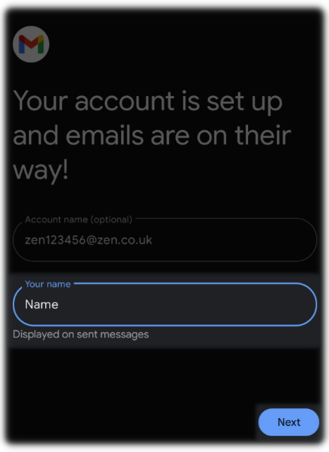 Your name for emails to be displayed on Android phone 